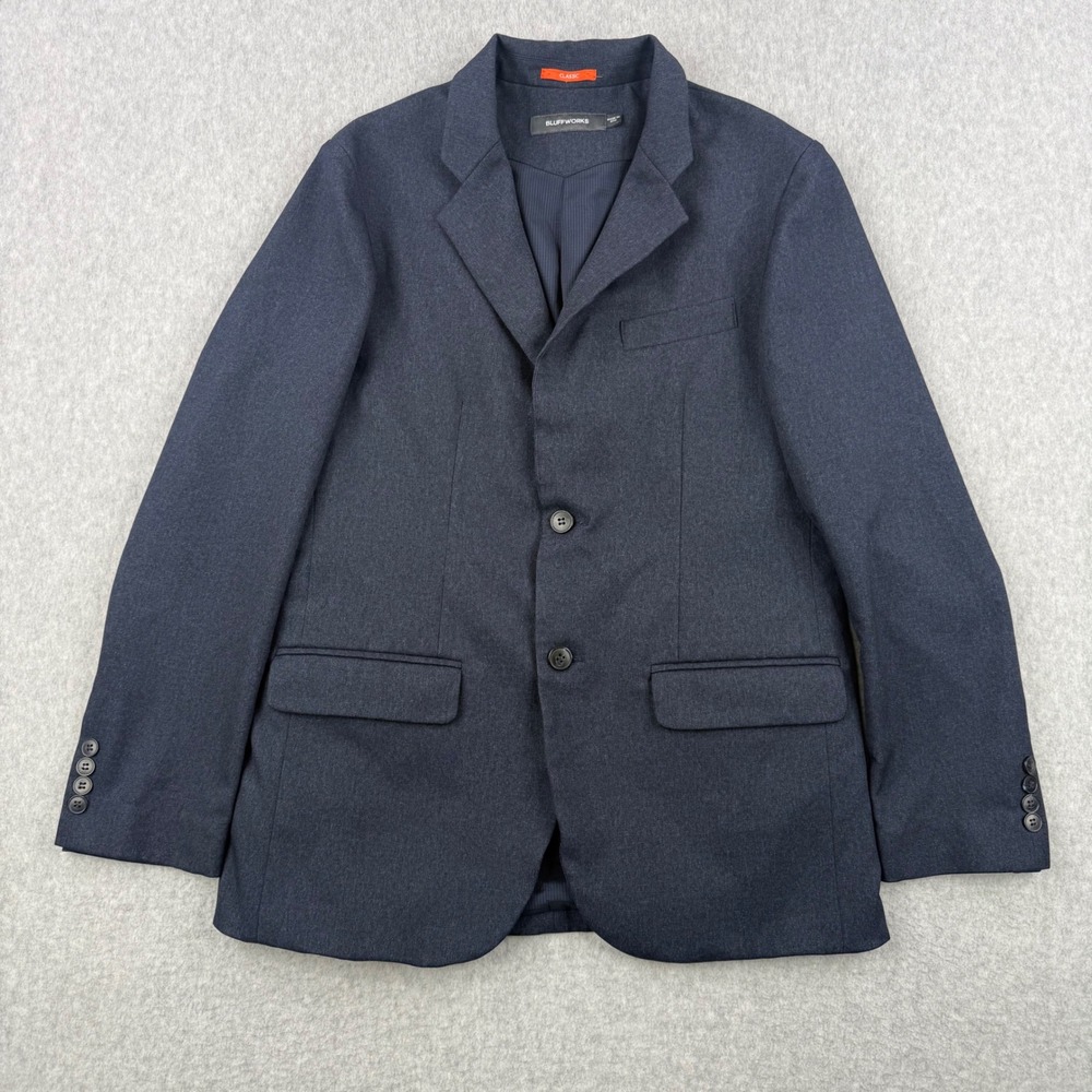 Bluffworks Blazer Mens 40R Blue Gramercy Classic Performance Travel Jacket